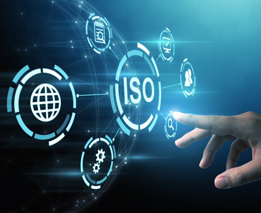 IT-Symbole auf blauem Hintergrund